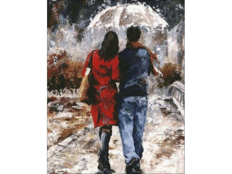 Алмазная вышивка «Влюбленные под дождем» — картинка 2