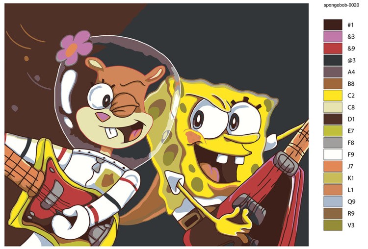 Картина по номерам «Губка Спанч Боб и белка Сэнди» — картинка 2