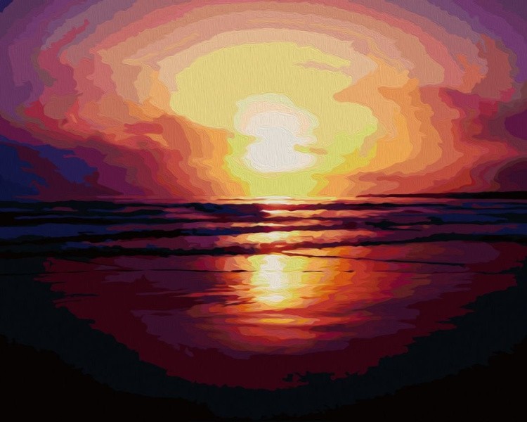 Картина по номерам «Отражение заката в воде»