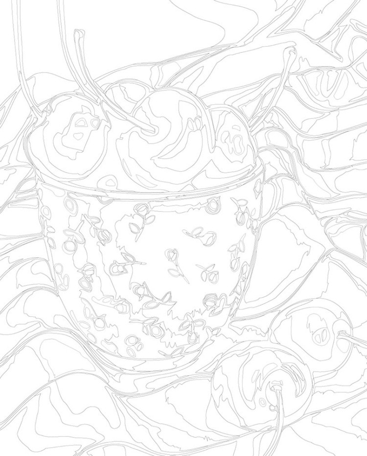 Картина по номерам «Натюрморт: вишни в чашке на столе» — картинка 3