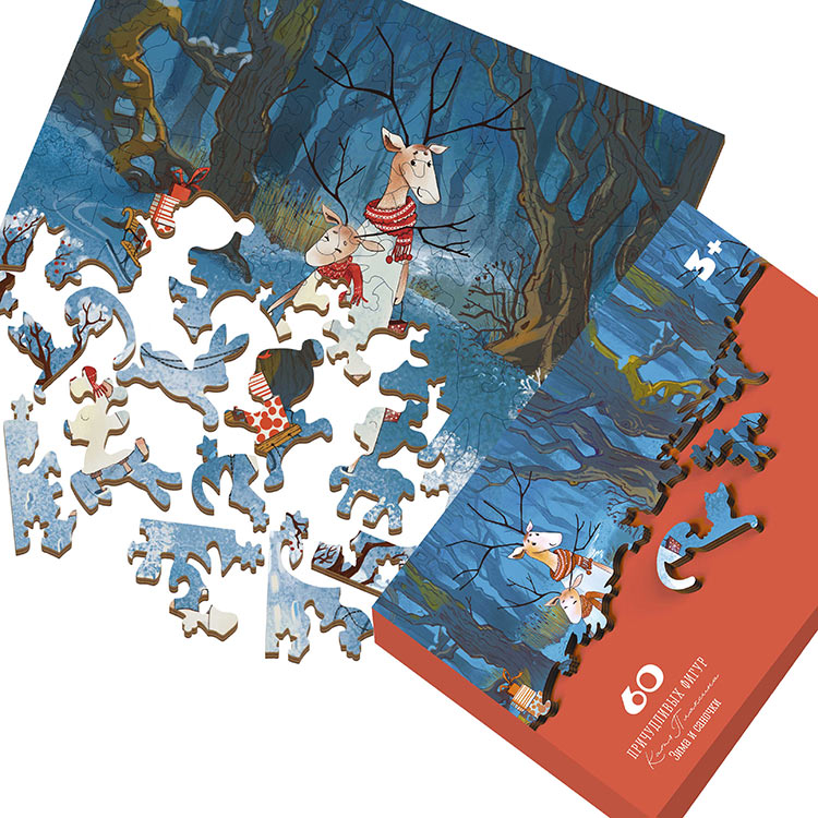 Деревянные пазлы DAVICI «Зима и саночки» — картинка 6