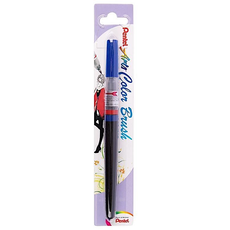 Кисть с краской Colour Brush, 1-10 мм, 5 мл, цвет: синий, Pentel — картинка 5