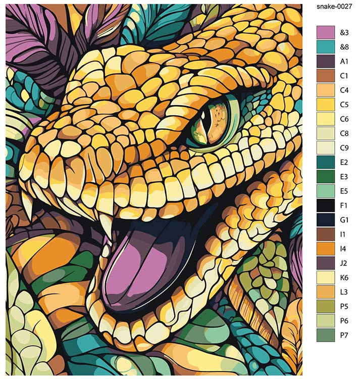 Картина по номерам «Желтая змея Арт, Символ года, животные» — картинка 2