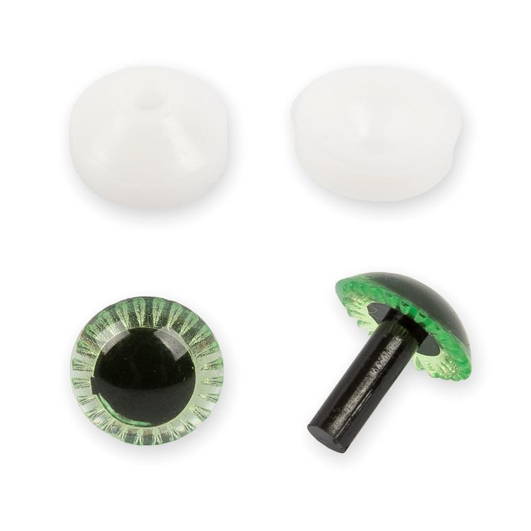 Глаза пластиковые с фиксатором (с лучиками), зеленые, d 11 мм, 50 шт., HobbyBe
