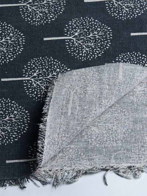 Ткань Лен, 140 г/м², 5 м x 150 см, цвет: серый, темно-синий, растительный принт, TBY — картинка 5