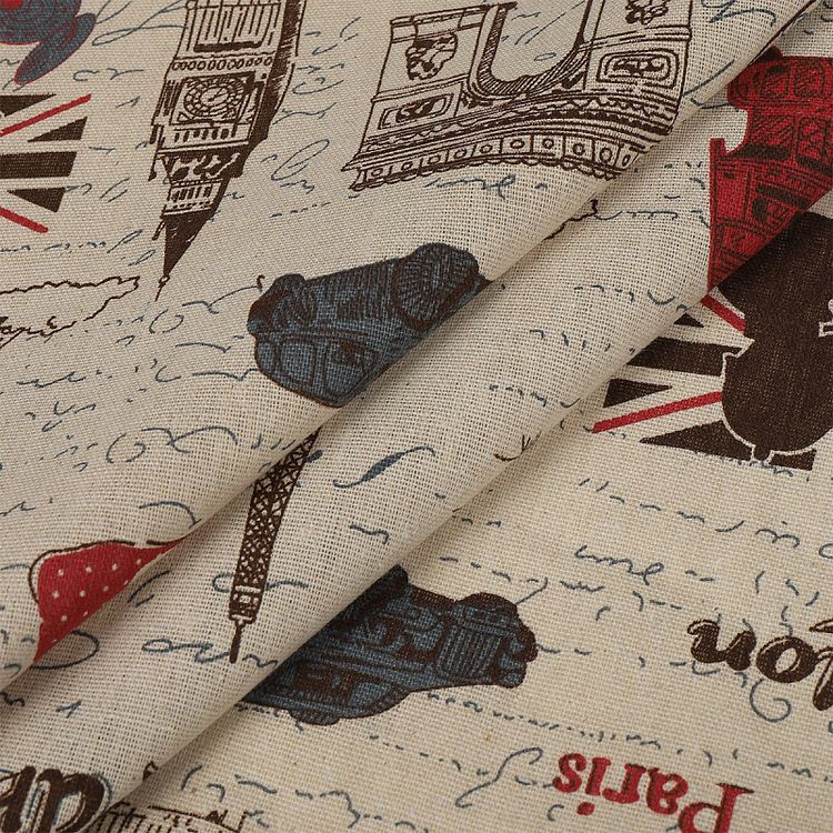 Ткань льняная, 3 м x 150 см, 140 г/м², цвет: бежевый, принт, TBY — картинка 4