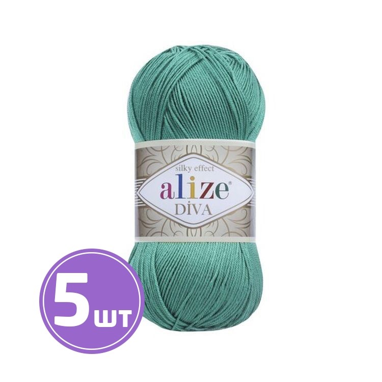 Пряжа ALIZE Diva Silk effekt (610), зелено-бирюзовый, 5 шт. по 100 г