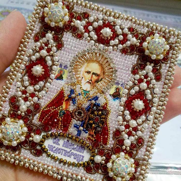 Вышивка Образа в каменьях «Николай Чудотворец (с молитвой)» — картинка 4