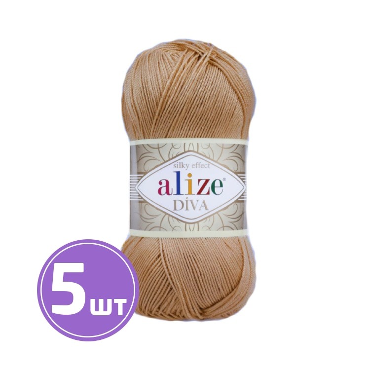 Пряжа ALIZE Diva Silk effekt (369), карамель, 5 шт. по 100 г