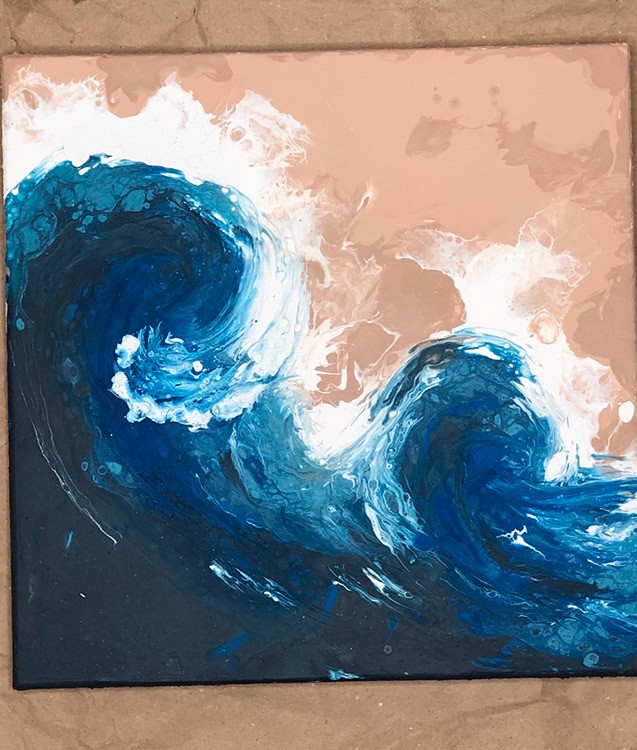 Набор для рисования жидким акрилом Флюид Арт «Морская волна» — картинка 5