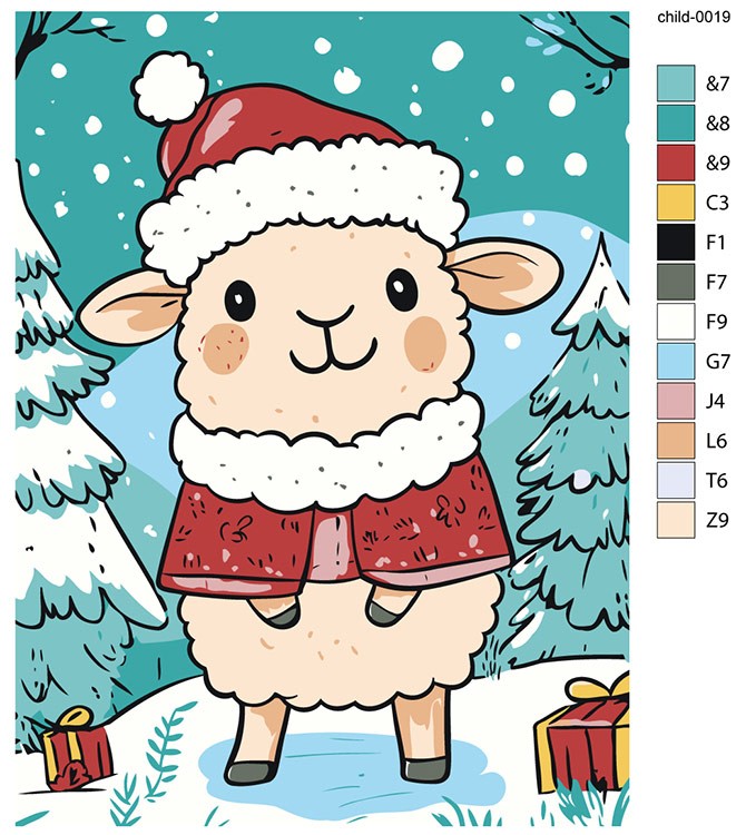 Картина по номерам «Детская, для детей: новогодняя овечка» — картинка 2