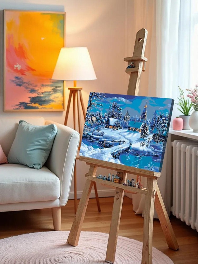 Картина по номерам «Зимний пейзаж» — картинка 9