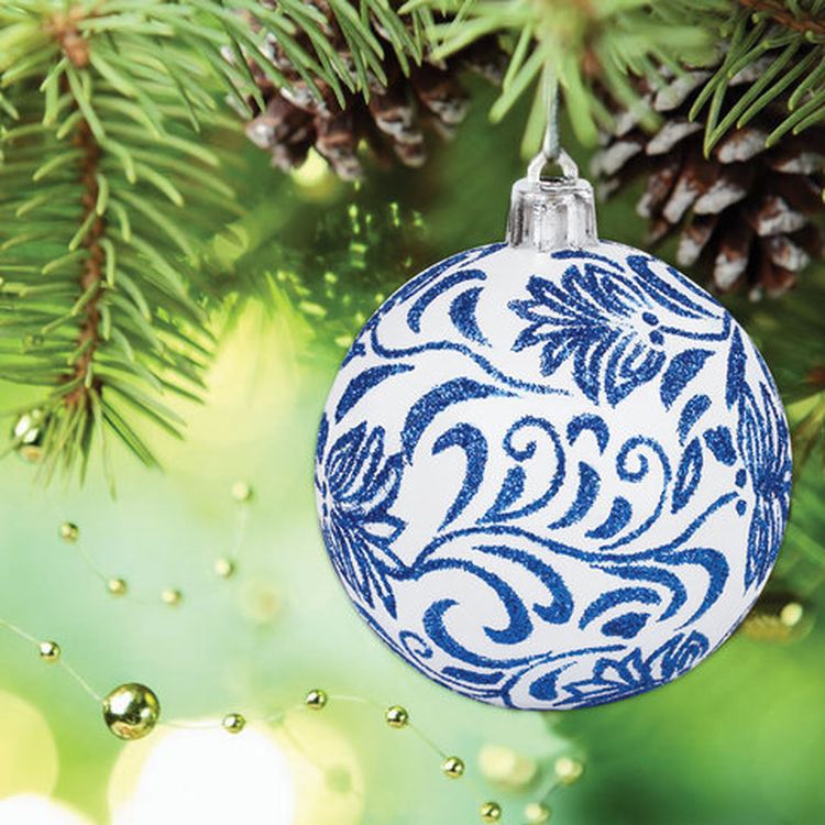 Шары елочные с узором «Гжель», набор 4 шт., пластик, 6 см — картинка 5