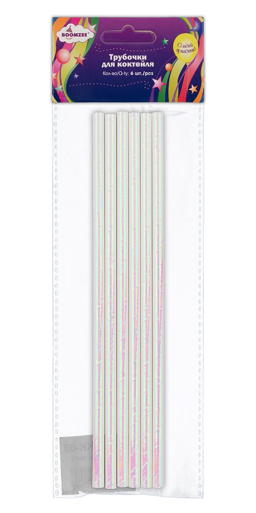 Трубочки для коктейля бумажные, 19,7 см, 5 упаковок по 6 шт., цвет: розовый перламутр, BOOMZEE — картинка 2