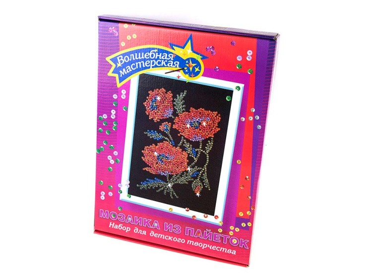 Мозаика из пайеток «Маки» — картинка 3