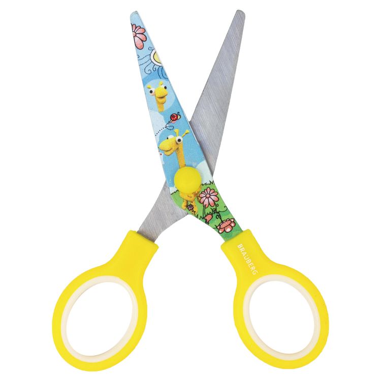 Ножницы Kid Series, 13 см, с цветной печатью «Жирафы», закругленные, Brauberg — картинка 4