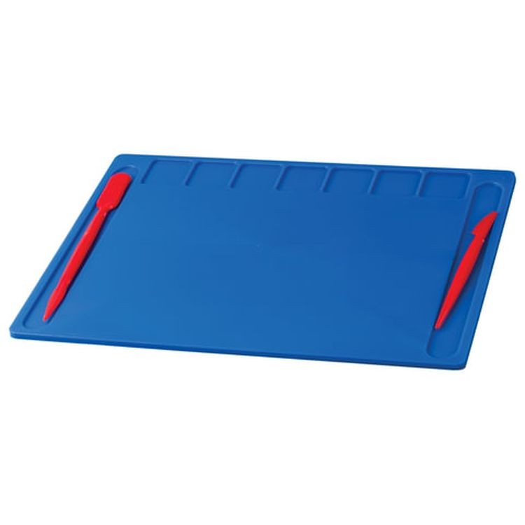 Доска для лепки А4, 280х200 мм, Юнландия, синяя, 7 отделений для пластилина, 2 стека — картинка 2