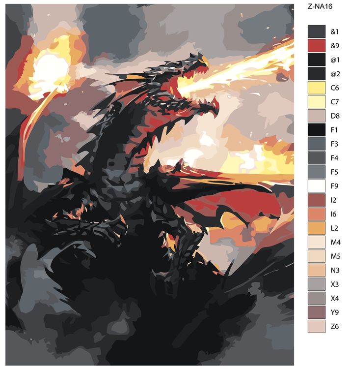 Картина по номерам «Огонь дракона» — картинка 2