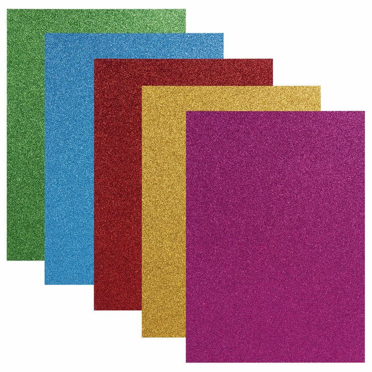 Цветная бумага А4, самоклеящаяся «Блестки», 5 листов, 5 цветов, ОСТРОВ СОКРОВИЩ — картинка 2