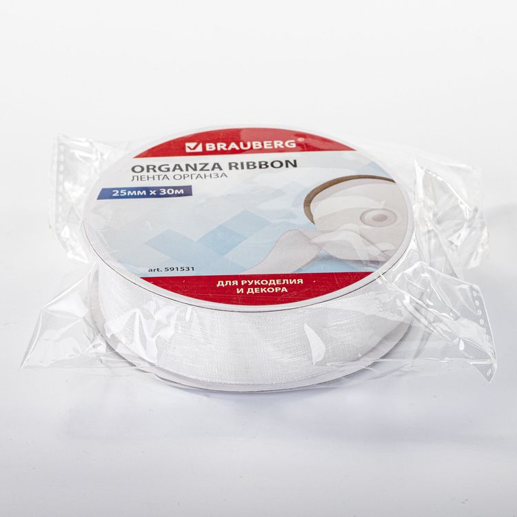 Лента органза, ширина 25 мм, длина 30 м, белая, Brauberg — картинка 4