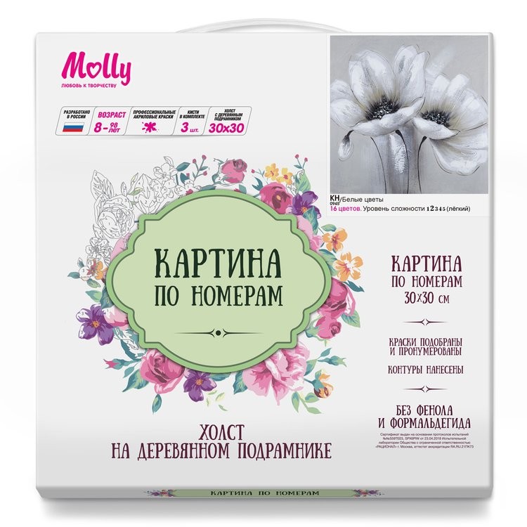 Картина по номерам «Белые цветы» — картинка 2