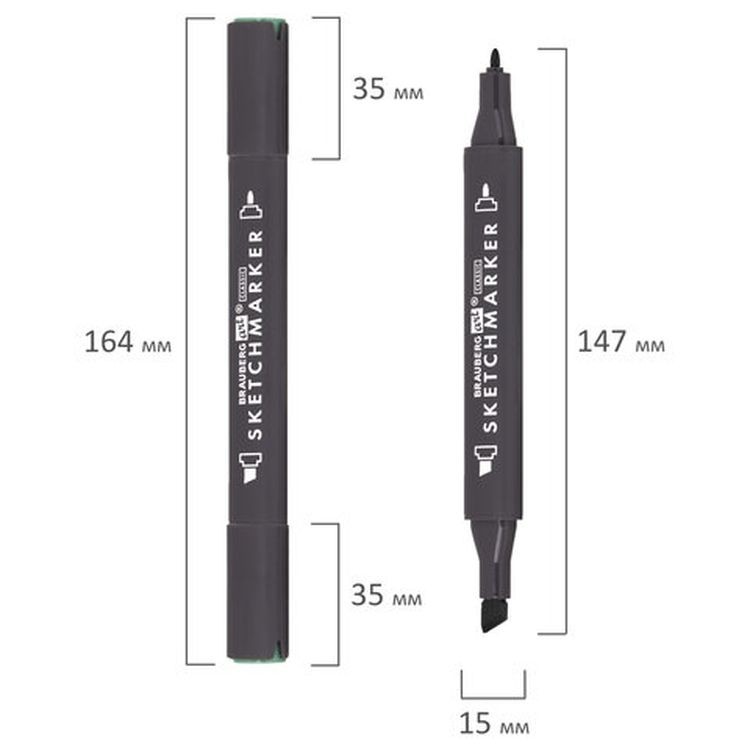Маркер для скетчинга двусторонний 1 мм - 6 мм BRAUBERG ART CLASSIC, цвет: оксид хрома зеленый — картинка 7