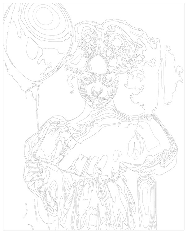 Картина по номерам «Девушка в образе Пеннивайза с шариком» — картинка 3