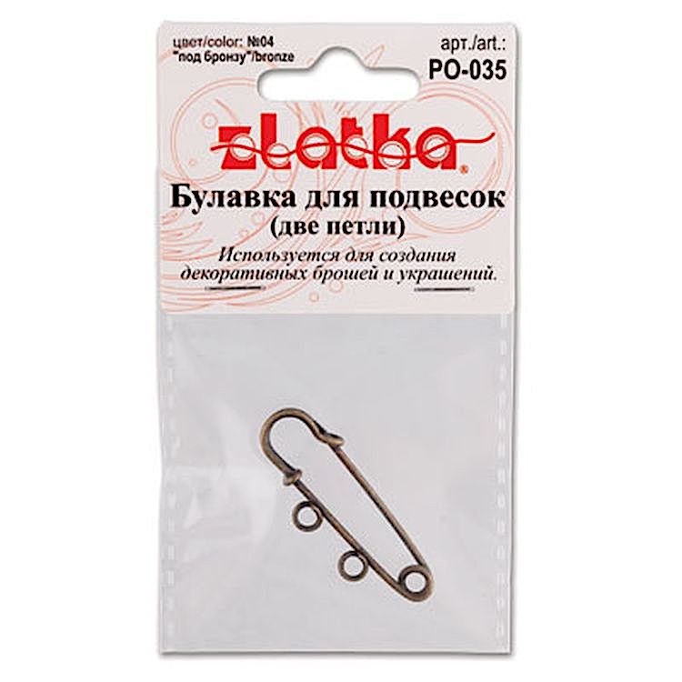 Булавка для подвесок 3,5 см, цвет: под золото, Zlatka — картинка 2