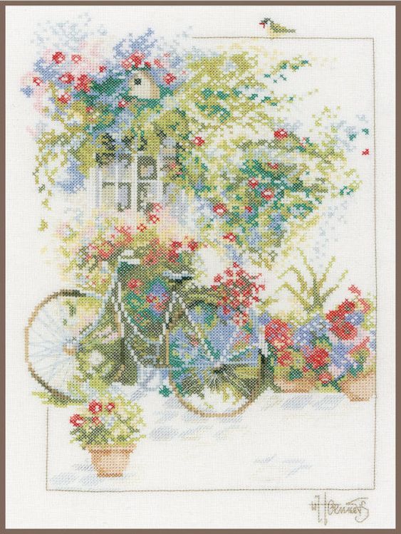 Набор для вышивания «Цветы и велосипед»