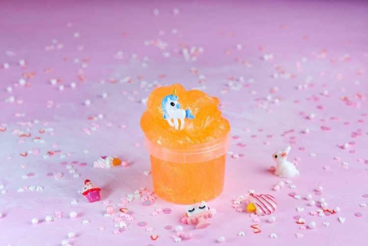 Слайм Стекло с неоновыми оранжевыми блестками, 100 гр
 — картинка 2