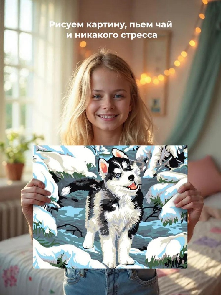 Картина по номерам «Щенок хаски» — картинка 7