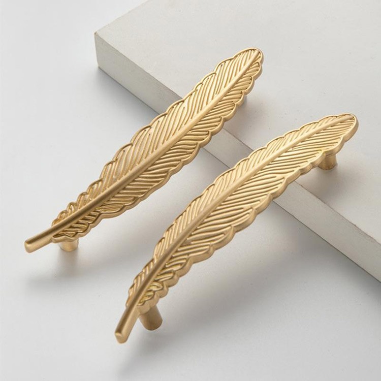 Ручки для подноса в форме листика латунные, 13 см, 2 шт. — картинка 4