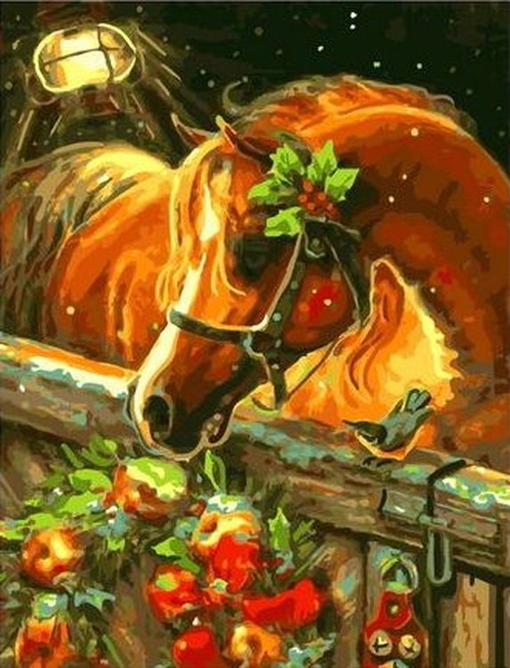 Картина по номерам «Рождественская лошадь»