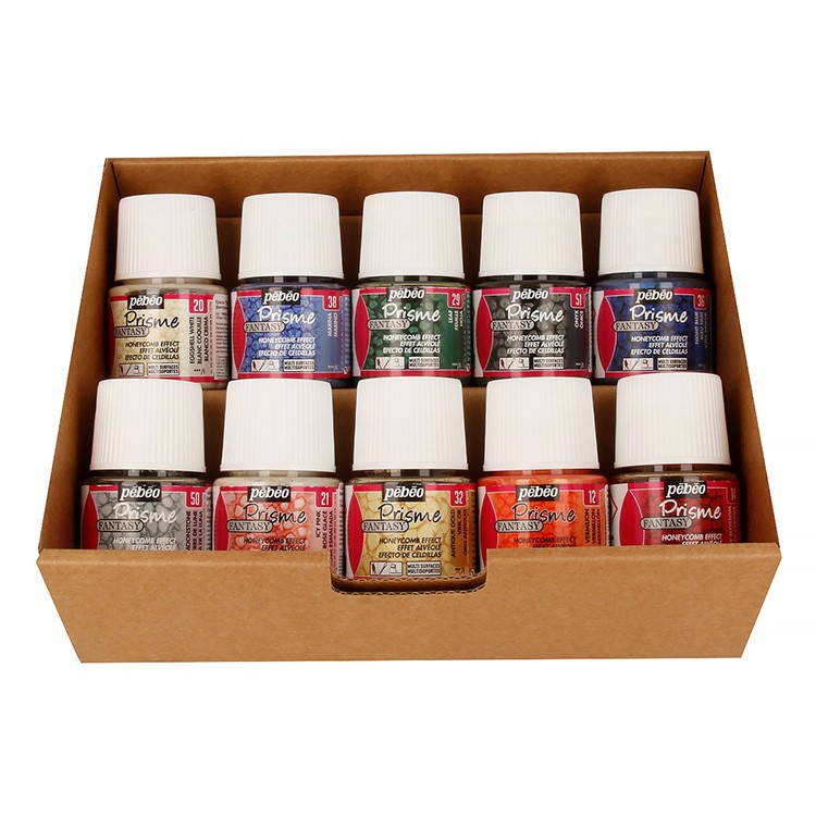 Набор красок Pebeo Fantasy Prisme «Коллекция» с фактурным эффектом с аксессуарами, 10 цв. — картинка 8
