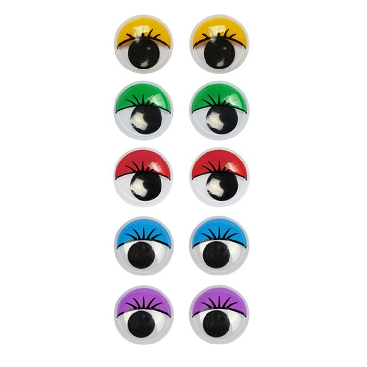 Глаза круглые с ресничками, 12 мм, цвет: микс, 50 шт., Magic 4 Toys