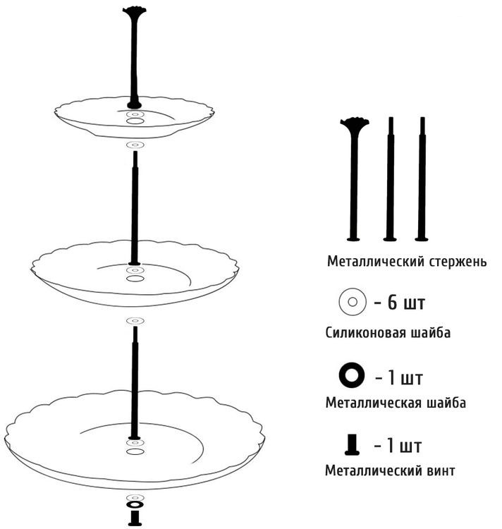 Фурнитура для фруктовницы Роза серебряная — картинка 2