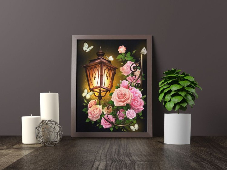 Алмазная вышивка «Фонарь в розах» — картинка 2