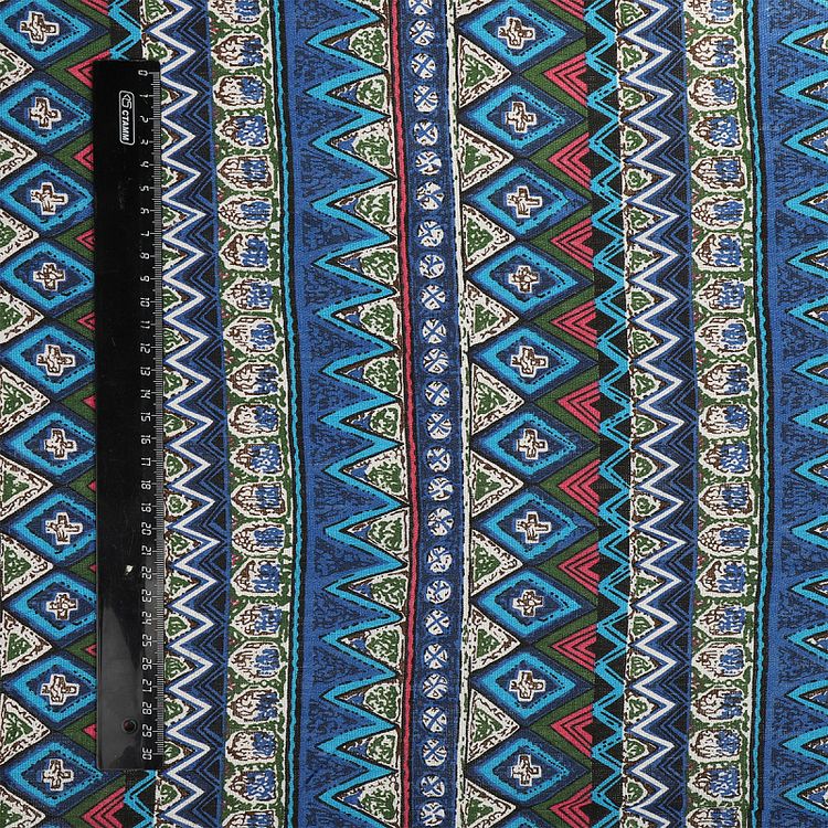 Ткань Лен, 140 г/м², 5 м x 150 см, цвет: синий, геометрический принт, TBY — картинка 6