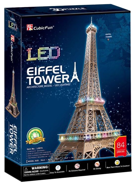 3D пазл CubicFun «Эйфелева башня» с LED-подсветкой — картинка 3