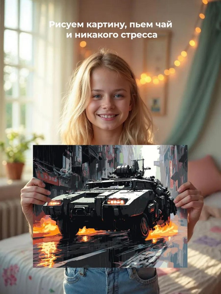 Картина по номерам «Машины: Автомобиль в мире киберпанка» — картинка 7