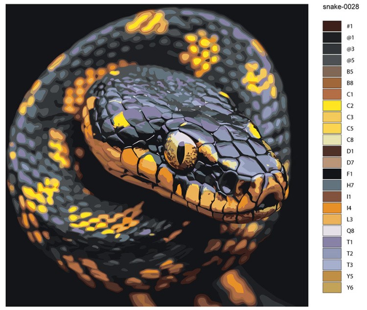 Картина по номерам «Пятнистая змея, Символ года, животные» — картинка 2