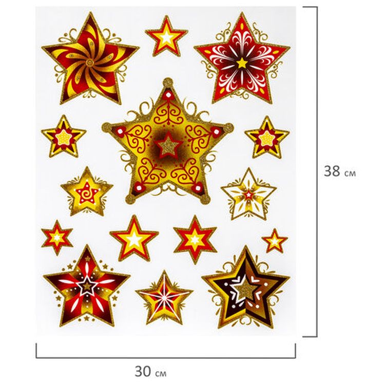 Украшение для окон и стекла «Красно-золотые снежинки 3» — картинка 3