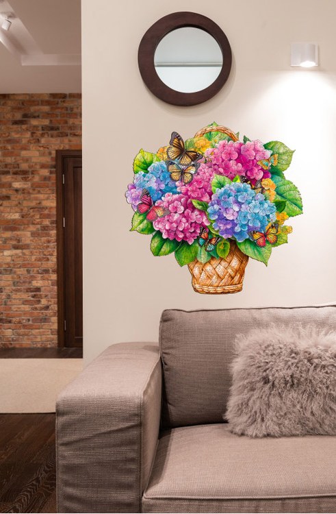 Деревянные пазлы «Корзина с Гортензиями L», Woodbests — картинка 7