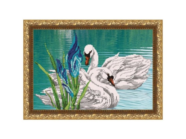 Рисунок на ткани «Лебединая пара»