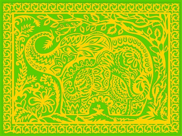 Вытынанка «Три слона» (желтый) — картинка 4