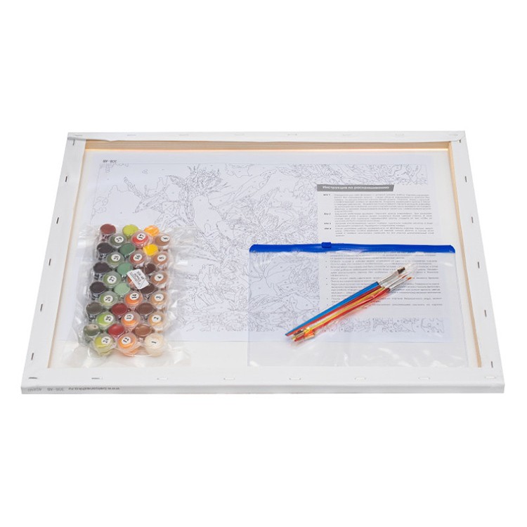 Картина по номерам «Букет с подсолнухами и калиной» — картинка 3