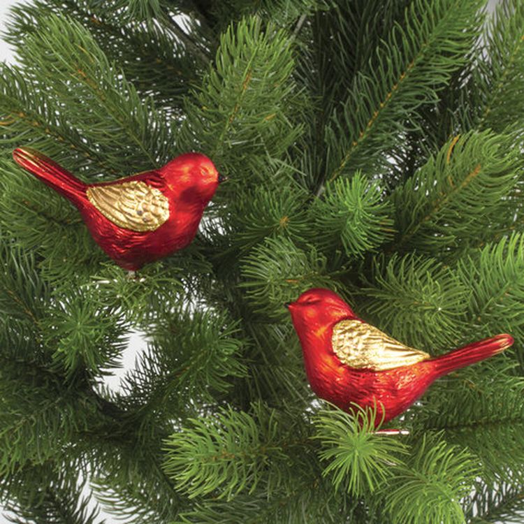 Украшения елочные «Птичка», набор 2 шт., цвет: красный с золотыми крыльями — картинка 4
