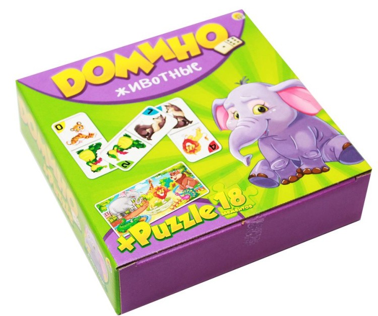 Домино + пазлы (18 элементов) «Животные» — картинка 2
