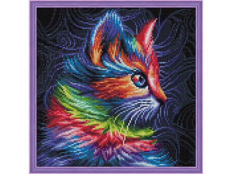 Алмазная вышивка «Разноцветный котенок»