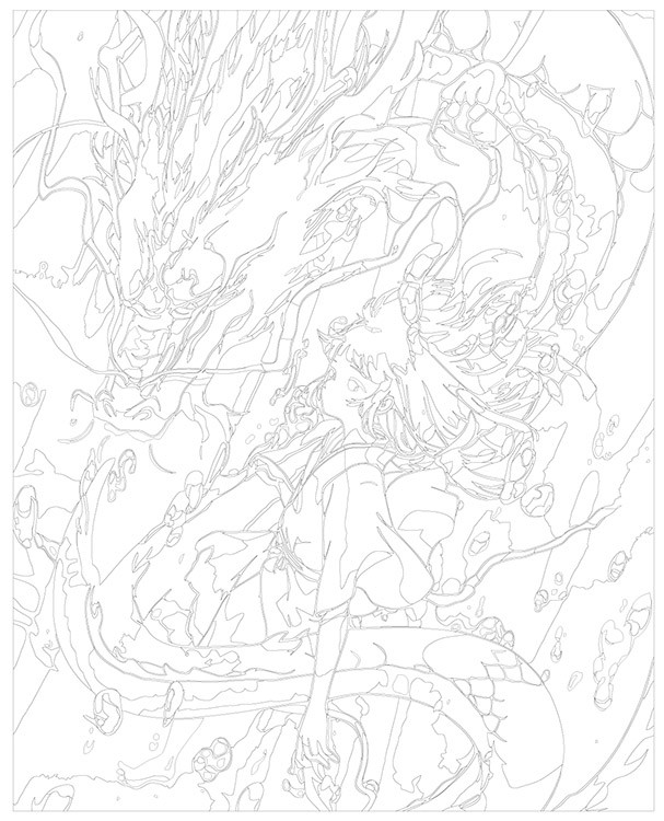 Картина по номерам «Аниме: Девочка и белый дракон под водой» — картинка 3